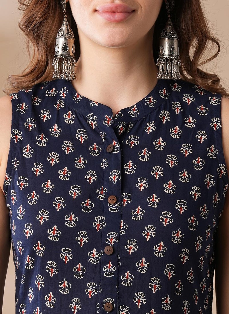 جلو باص فستان ماكسي نسائي بنقشة زهور بياقة ماندارين من جلوبس - Image 5